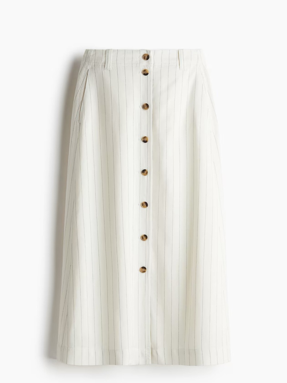 H&M White Pinstripe Button-Down A-Line Skirt - Picture 2 of 7